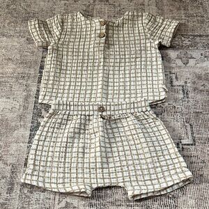 Snug Two-Piece Top & Shorts Set — Cream & Tan